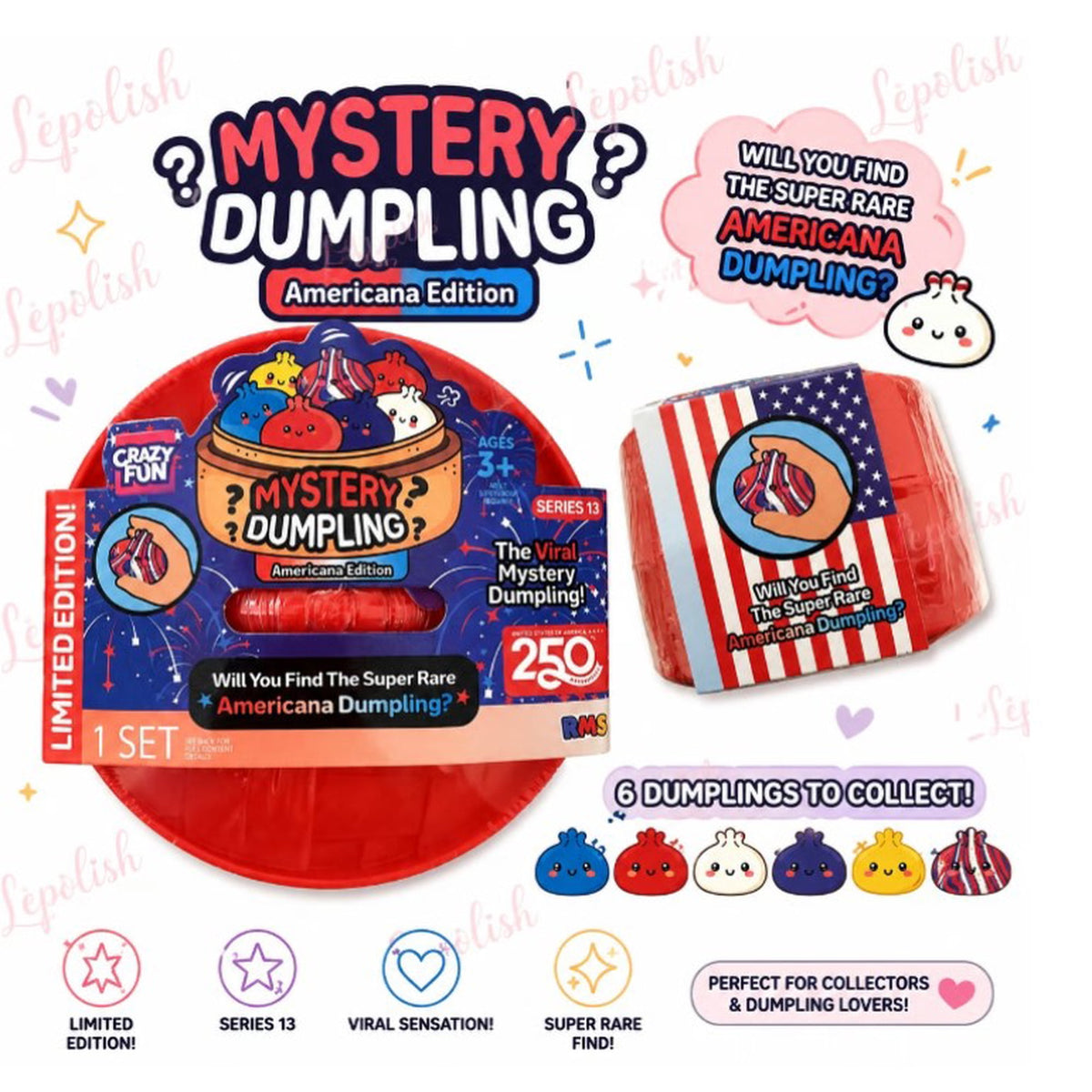 Crazy Fun Americana Edition Mystery Squishy Dumpling package