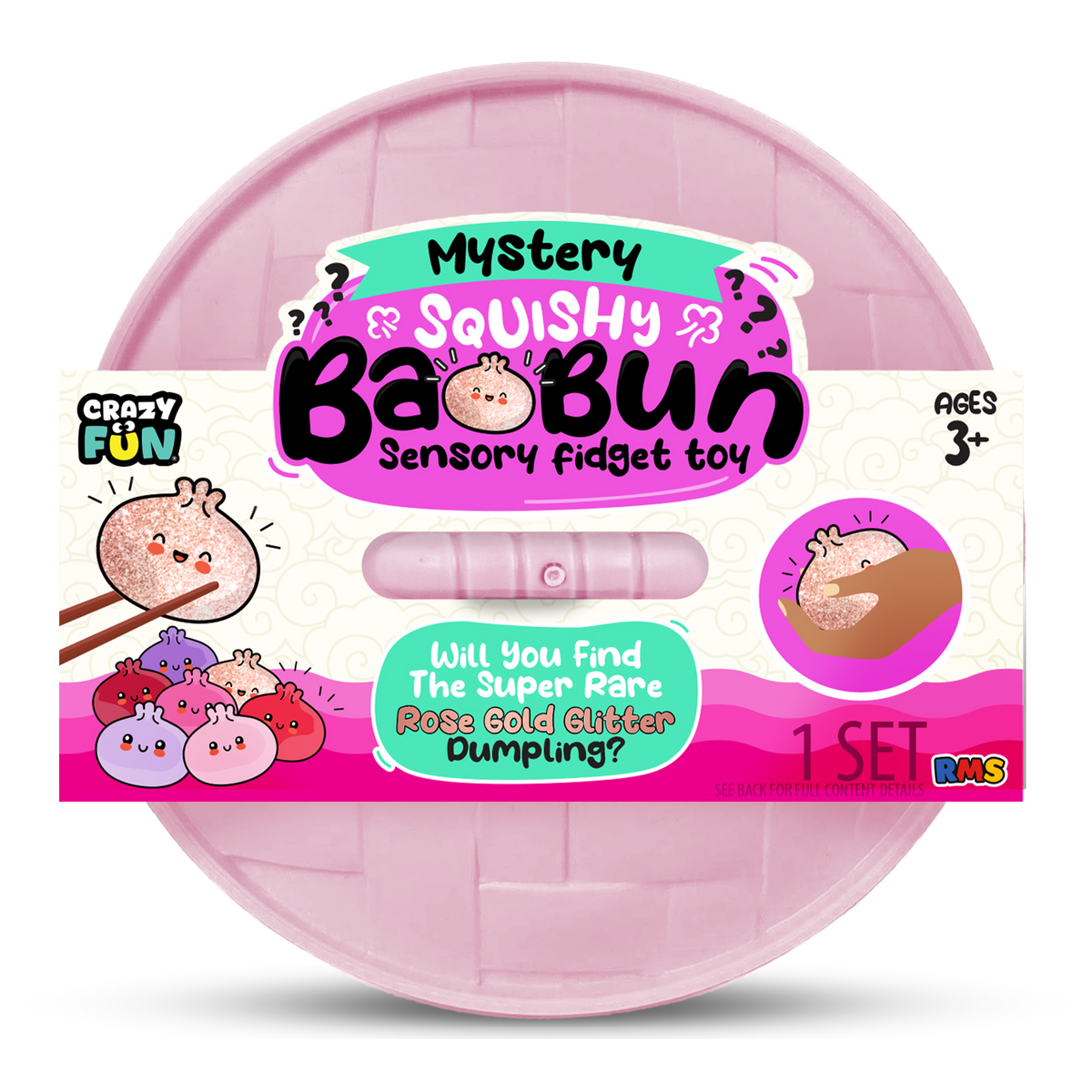 Crazy Fun Rose Gold Glitter Mystery Squishy Dumpling package